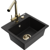Mexen Milo 1-bowl granite sink with Duero kitchen faucet, black - 6505-77-671600-50
