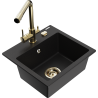 Mexen Milo granite sink 1-bowl with Duero kitchen tap, black - 6505-77-671600-50