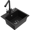 Mexen Milo granite single-bowl sink with Duero kitchen faucet, black - 6505-77-671600-70-B