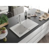 Mexen Cesar granite sink 1-bowl with drainer and kitchen faucet Duero, white - 6514-20-671600-00