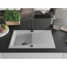 Mexen Cesar granite kitchen sink 1-bowl with drainer and Duero kitchen faucet, white - 6514-20-671600-70