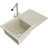 Mexen Cesar granite sink 1-bowl with drainer and kitchen faucet Duero, beige - 6514-69-671600-00