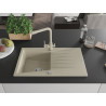 Mexen Cesar granite kitchen sink 1-bowl with drainer and Duero kitchen faucet, beige - 6514-69-671600-69