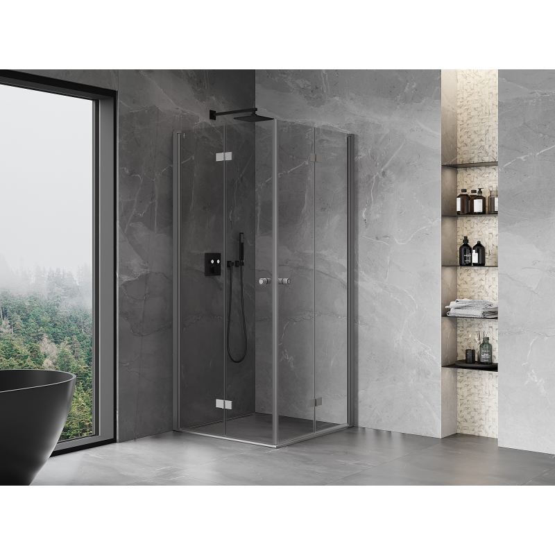 Mexen Mist-F Duo folding shower cabin 115 x 115 cm, transparent, gun metal - 8A6-115L-115P-95-00