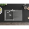 Mexen Cesar granite sink single-bowl with drainer and kitchen faucet Duero, gray - 6514-71-671600-00