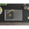 Mexen Cesar 1-bowl granite sink with drainer and Duero kitchen faucet, gray - 6514-71-671600-50