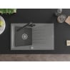Mexen Cesar 1-bowl granite sink with drainer and Duero kitchen faucet, gray - 6514-71-671600-70