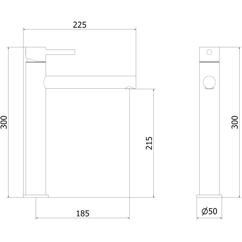 Mexen Elba high black washbasin faucet - 74110-70