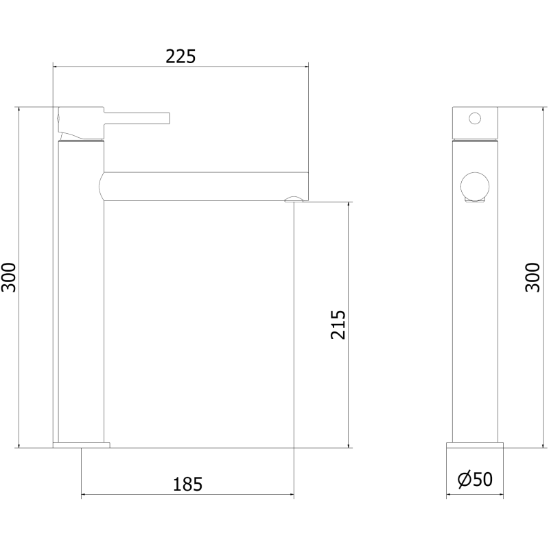 Mexen Elba tall black washbasin faucet - 74110-70