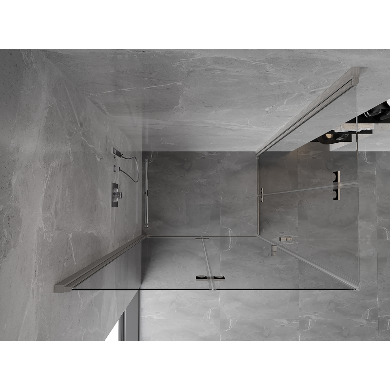 Mexen Mist-F Duo folding shower cabin left 85 x 70 cm, transparent, brushed nickel - 8A6-085L-070P-97-00