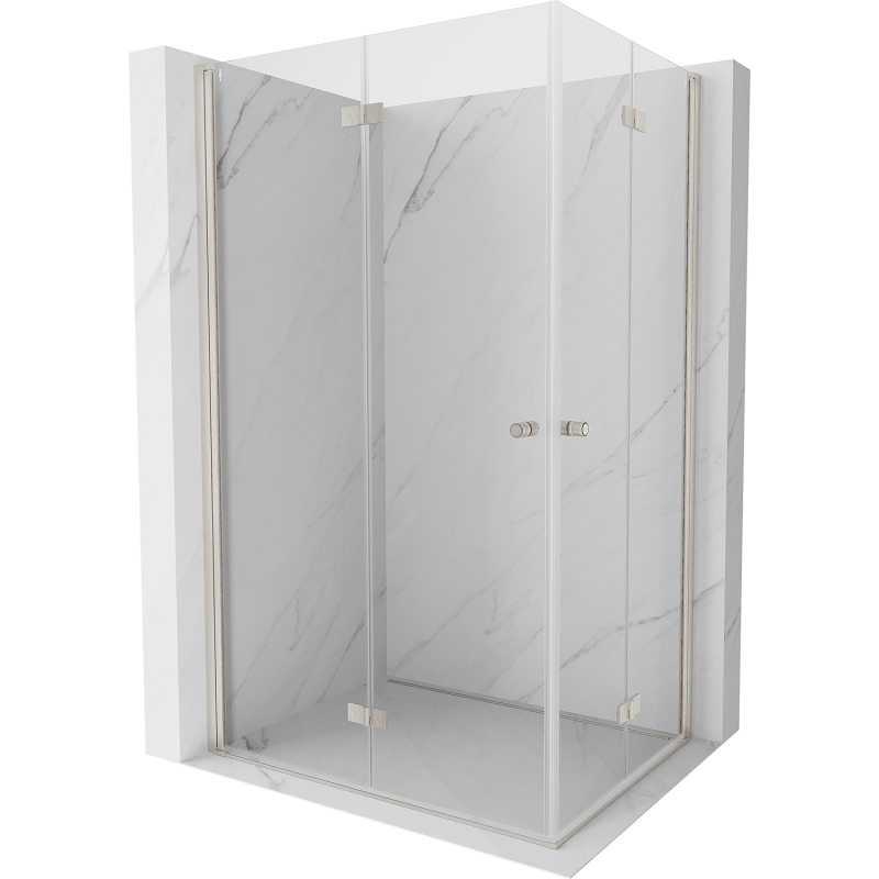 Mexen Mist-F Duo folding shower cabin left 85 x 70 cm, transparent, brushed nickel - 8A6-085L-070P-97-00