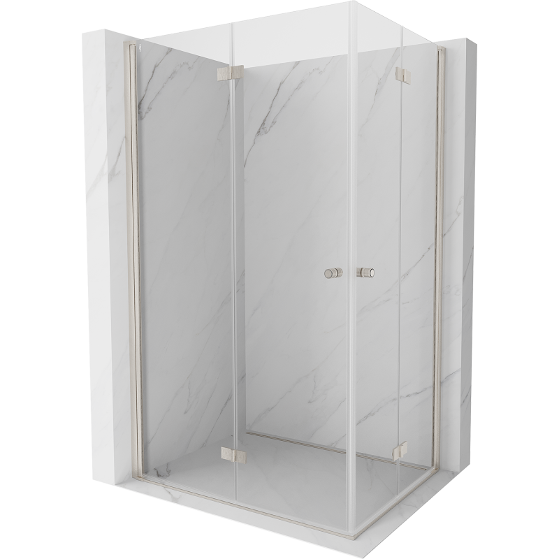 Mexen Mist-F Duo Folding Shower Cabin Left 100 x 80 cm, Transparent, Brushed Nickel - 8A6-100L-080P-97-00