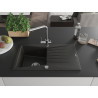 Mexen Cesar granite kitchen sink single-bowl with drainer and kitchen faucet Duero, black/gold metallic - 6514-75-671600-00