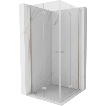 Mexen Mist-F Duo folding shower cabin 85 x 85 cm, transparent, brushed nickel - 8A6-085L-085P-97-00