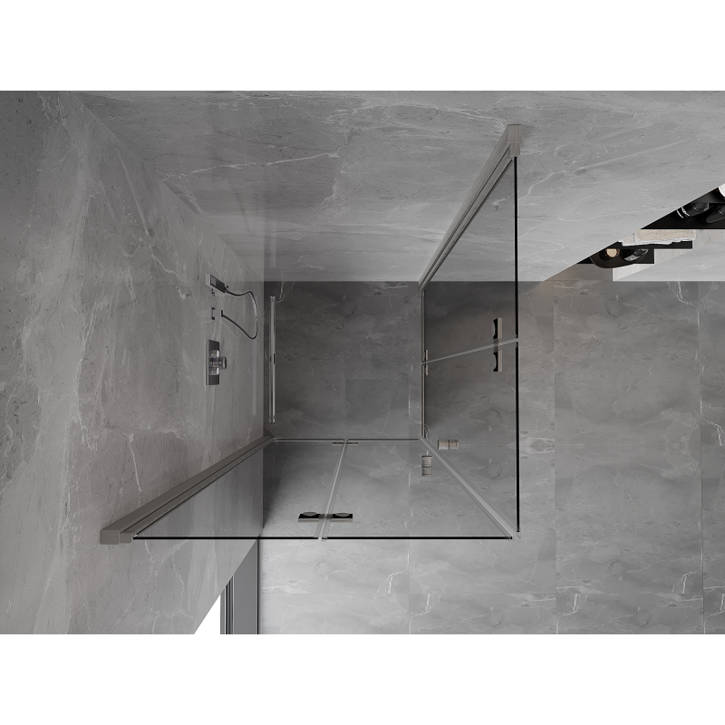 Mexen Mist-F Duo folding shower cabin 90 x 90 cm, transparent, brushed nickel - 8A6-090L-090P-97-00