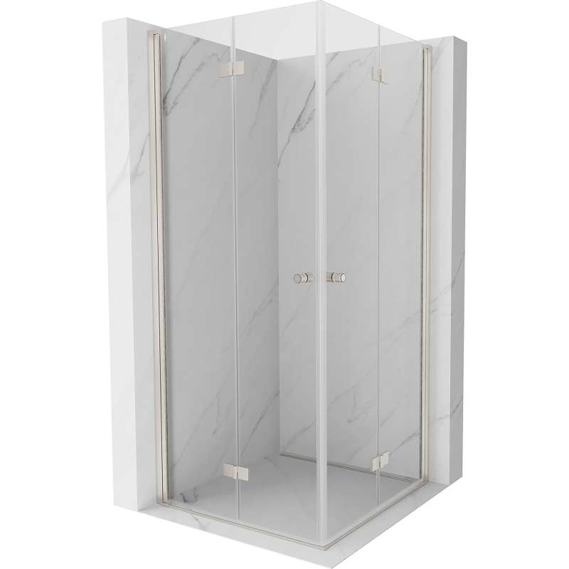Mexen Mist-F Duo folding shower cabin 90 x 90 cm, transparent, brushed nickel - 8A6-090L-090P-97-00