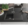 Mexen Cesar granite sink 1-bowl with drainer and kitchen faucet Duero, black speckled - 6514-76-671600-00