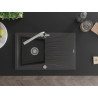 Mexen Cesar granite sink 1-bowl with drainer and kitchen faucet Duero, black speckled - 6514-76-671600-00