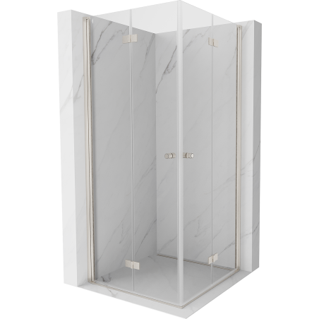 Mexen Mist-F Duo folding shower cabin 95 x 95 cm, transparent, brushed nickel - 8A6-095L-095P-97-00