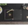 Mexen Cesar granite kitchen sink 1-bowl with drainer and Duero kitchen faucet, black speckled - 6514-76-671600-50