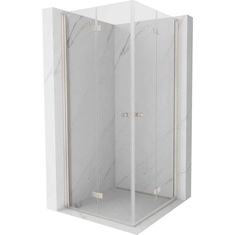 Mexen Mist-F Duo Folding Shower Cabin 100 x 100 cm, Transparent, Brushed Nickel - 8A6-100L-100P-97-00