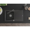 Mexen Cesar granite sink 1-bowl with drainer and Duero kitchen faucet, black speckled - 6514-76-671600-76