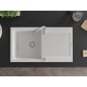 Mexen Leo granite kitchen sink 1-bowl with drainer and kitchen faucet Telma, white - 6501-20-670200-00