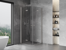 Mexen Mist-F Folding Shower Cabin Duo 115 x 115 cm, Transparent, Brushed Nickel - 8A6-115L-115P-97-00