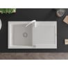 Mexen Leo granite kitchen sink 1-bowl with drainer and Telma kitchen tap, white - 6501-20-670200-20