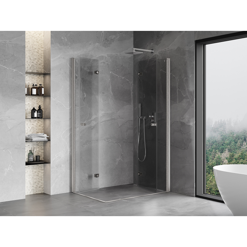Mexen Mist-F Duo Folding Shower Enclosure Right 85 x 120 cm, Transparent, Brushed Nickel - 8A6-085L-120P-97-00