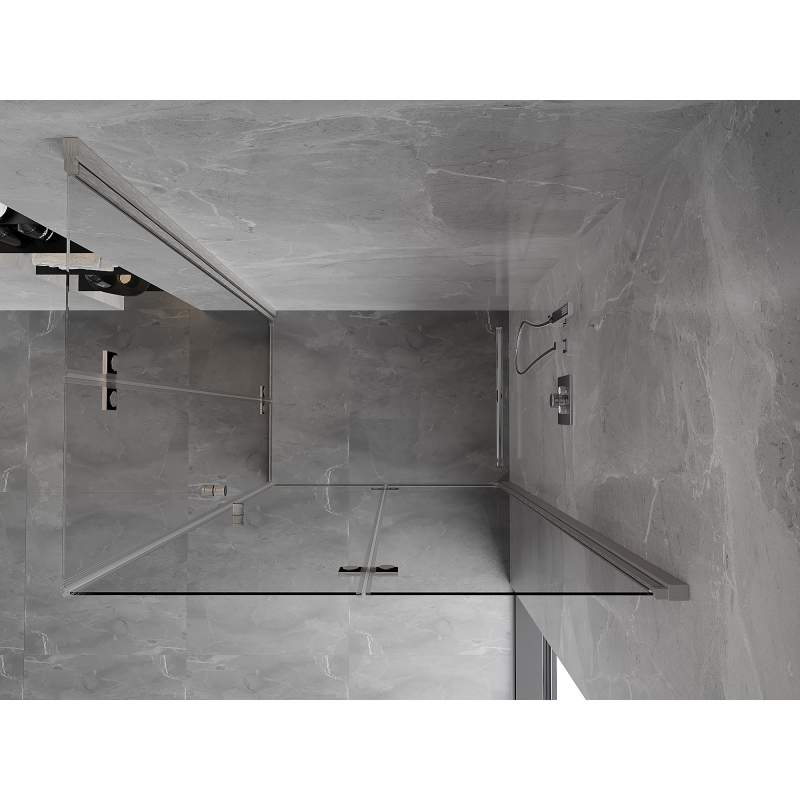 Mexen Mist-F Duo Folding Shower Enclosure Right 85 x 120 cm, Transparent, Brushed Nickel - 8A6-085L-120P-97-00