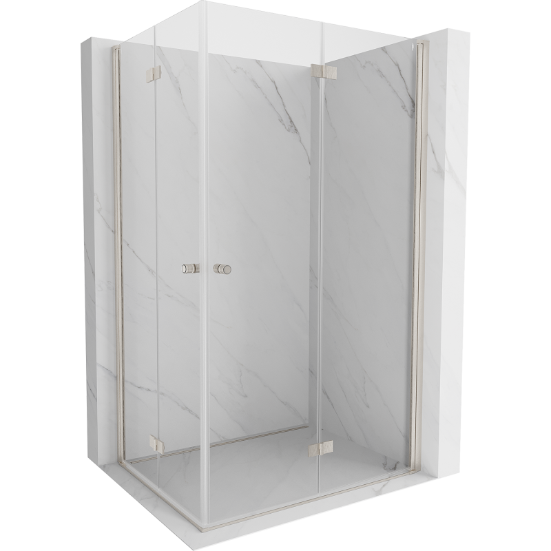 Mexen Mist-F Duo Folding Shower Enclosure Right 85 x 120 cm, Transparent, Brushed Nickel - 8A6-085L-120P-97-00