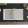 Mexen Leo 1-Bowl Granite Kitchen Sink with Drainer and Telma Faucet, White - 6501-20-670200-50