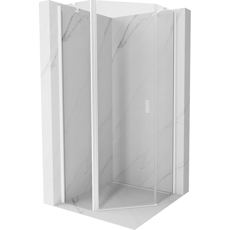 Mexen Mist pentagonal shower cabin, pivot door 80 x 80 cm, transparent, white - 8A8-080-080-20-00