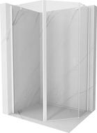 Mexen Mist asymmetric pentagonal shower enclosure with hinged door 100 x 80 cm, transparent, white - 8A8-100-080-20-00