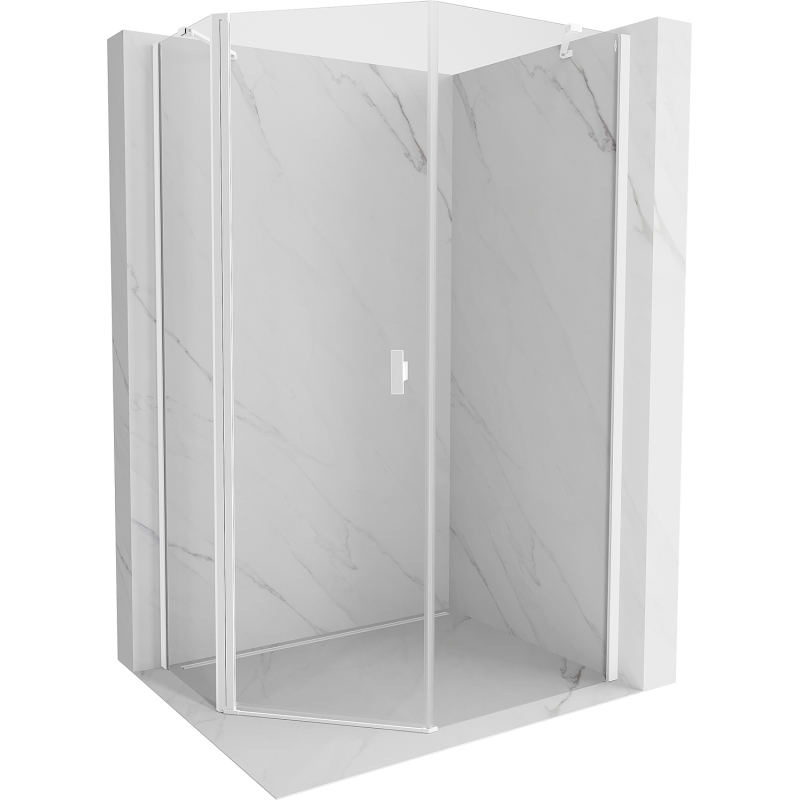 Mexen Mist asymmetrical pentagonal shower cabin hinged 80 x 90 cm, transparent, white - 8A8-080-090-20-00