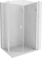 Mexen Mist asymmetrical pentagonal shower cabin hinged 80 x 90 cm, transparent, white - 8A8-080-090-20-00