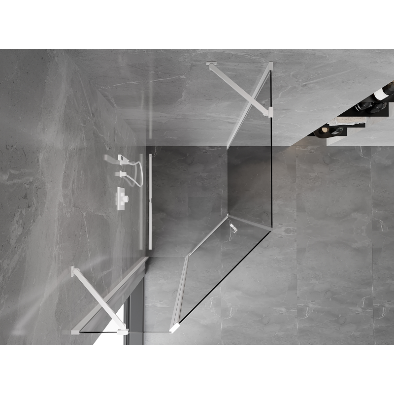 Mexen Mist asymmetrical pentagonal shower cabin hinged 80 x 90 cm, transparent, white - 8A8-080-090-20-00