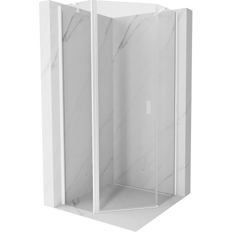 Mexen Mist pentagon swing shower enclosure 90 x 90 cm, transparent, white - 8A8-090-090-20-00