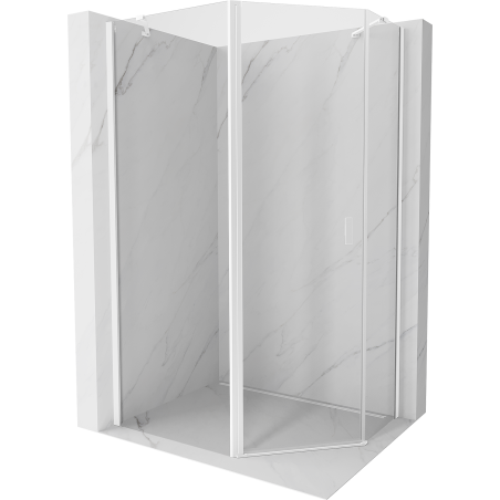Mexen Mist asymmetrical pentagonal hinged shower cabin 100 x 90 cm, transparent, white - 8A8-100-090-20-00