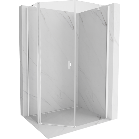 Mexen Mist asymmetrical pentagonal shower cabin with hinged door 80 x 100 cm, transparent, white - 8A8-080-100-20-00