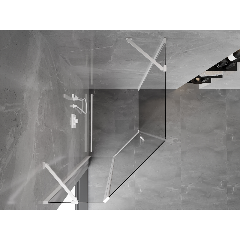 Mexen Mist asymmetrical pentagonal shower cabin with swinging door 90 x 100 cm, transparent, white - 8A8-090-100-20-00