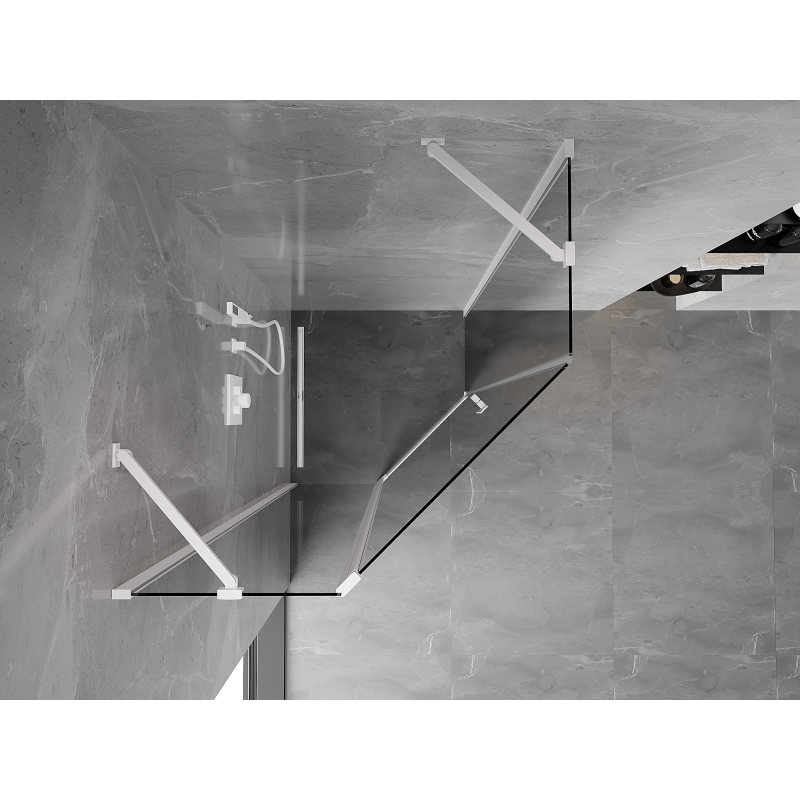 Mexen Mist pentagonal hinged shower enclosure 100 x 100 cm, transparent, white - 8A8-100-100-20-00