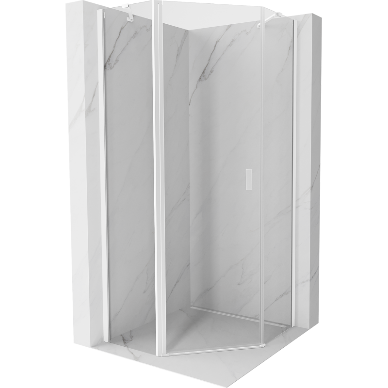 Mexen Mist pentagonal hinged shower enclosure 100 x 100 cm, transparent, white - 8A8-100-100-20-00