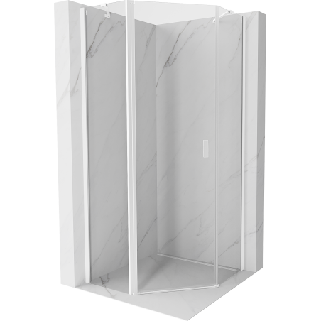 Mexen Mist pentagonal hinged shower enclosure 100 x 100 cm, transparent, white - 8A8-100-100-20-00