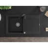 Mexen Leo granite kitchen sink 1-bowl with drainer and kitchen faucet Telma, black/silver metallic - 6501-73-670200-70