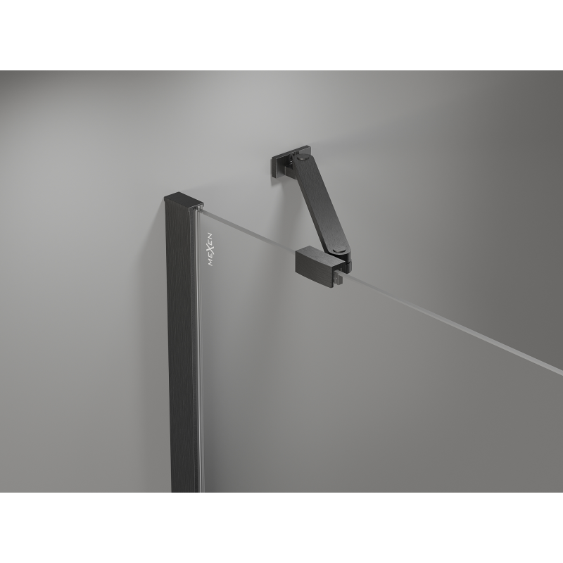 Mexen Mist pentagonal asymmetrical hinged shower cabin 100 x 90 cm transparent gun gray brushed - 8A8-100-090-66-00