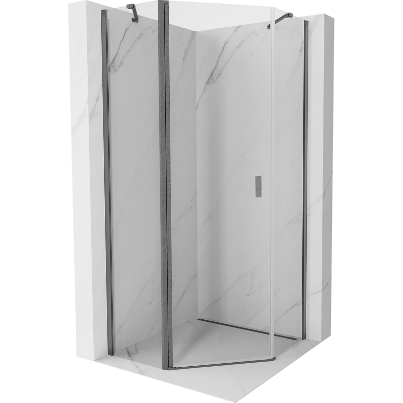 Mexen Mist Pentagonal Hinged Shower Cabin 100 x 100 cm, Transparent, Brushed Gun Gray - 8A8-100-100-66-00
