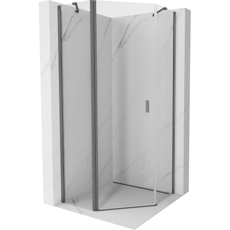Mexen Mist Pentagonal Hinged Shower Cabin 100 x 100 cm, Transparent, Brushed Gun Gray - 8A8-100-100-66-00