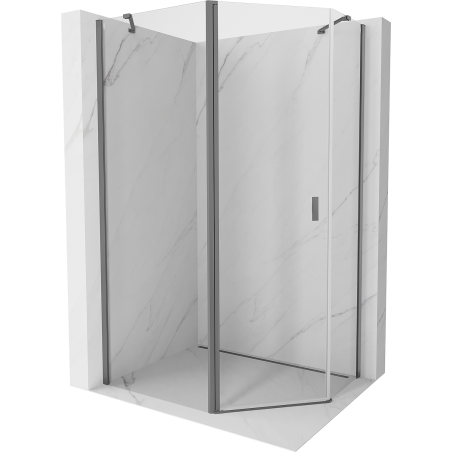 Mexen Mist asymmetric pentagonal shower cabin with hinged door 90 x 80 cm, transparent, gun metal - 8A8-090-080-95-00